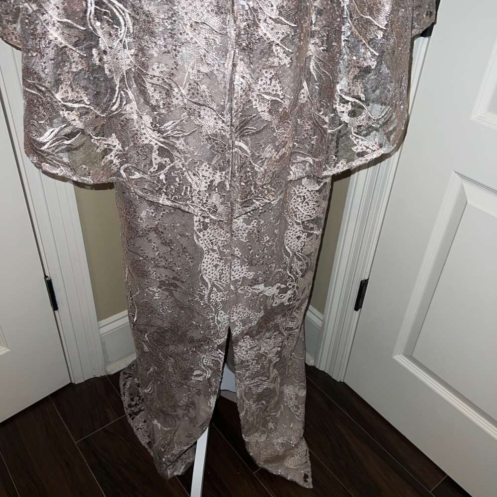 Mori Lee Champagne Lace Evening Gown - Picture 10 of 12